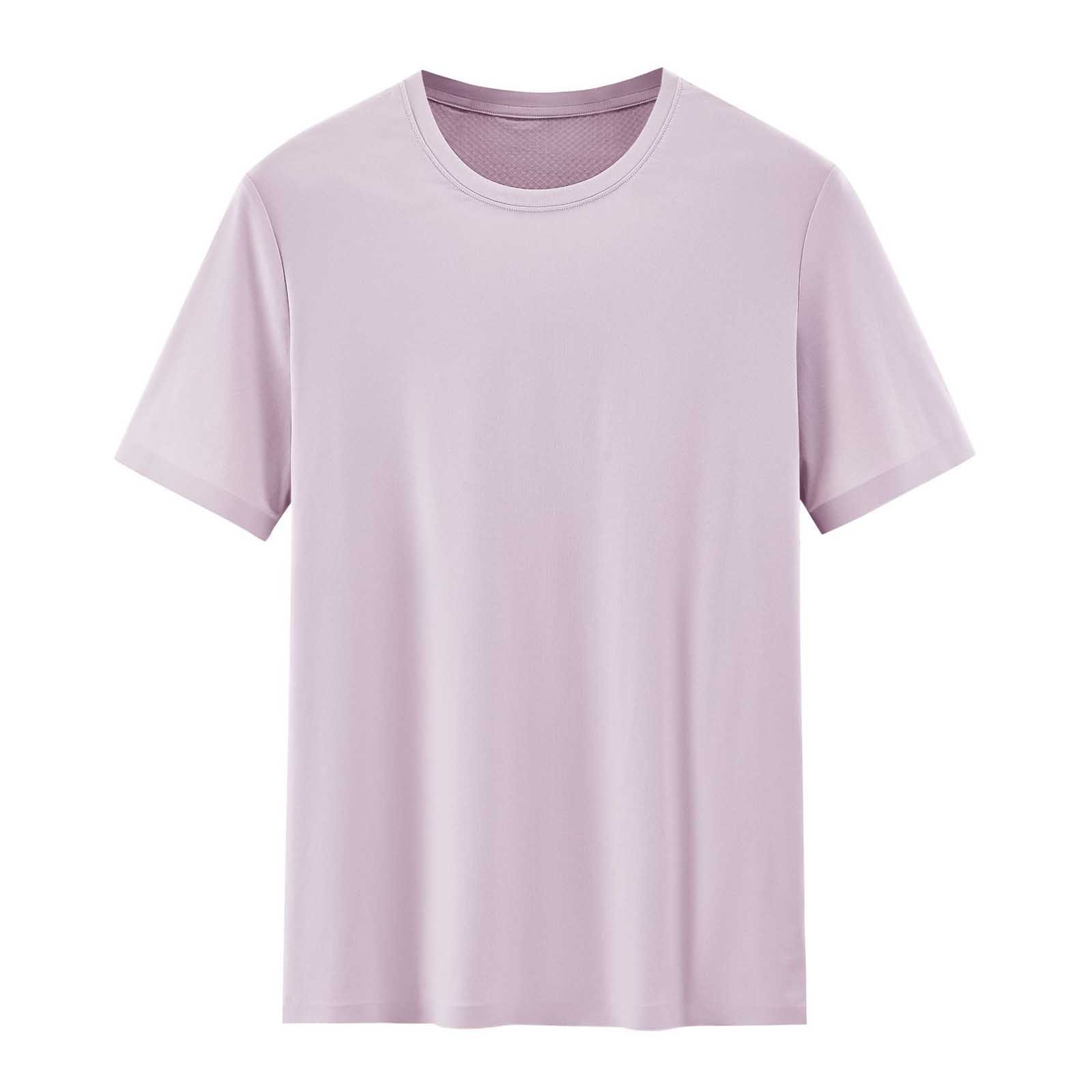 thumbnail image 4 of Camiseta de verano de color liso para hombre, de seda helada, de poliéster, con cuello redondo y secado rápido, 4 of 5